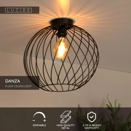 DANZA griestu lampa Ø40 cm 1xE27 melna (Lucide)