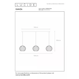DANZA piekarama lampa 3xE27 melna (Lucide)