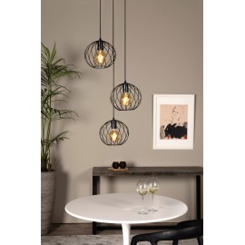 DANZA piekarama lampa Ø50 cm 3xE27 melna (Lucide)