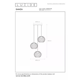 DANZA piekarama lampa Ø50 cm 3xE27 melna (Lucide)