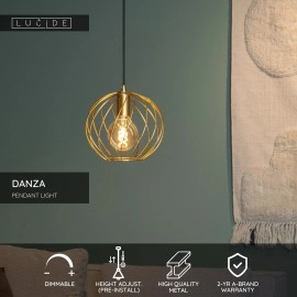 DANZA piekarama lampa Ø25 cm 1xE27 matēta zelta/misiņa (Lucide)