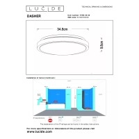 DASHER vannas istabas griestu gaismeklis Ø34,8 cm LED 18 W melns (Lucide)