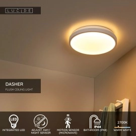 DASHER vannas istabas griestu gaismeklis Ø34,8 cm LED 18 W balts (Lucide)