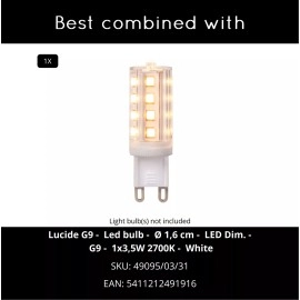 DAVY vannas istabas sienas lampa 1x33W G9 IP44 balta (Lucide)