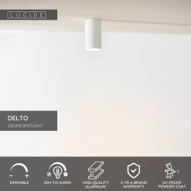 DELTO griestu prožektors Ø5,5 1 x 5 W GU10 dim-to-warm balts (Lucide)