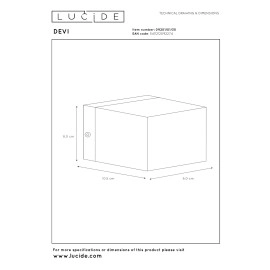 DEVI sienas lampa 1 x 42 W G9 melna (Lucide)