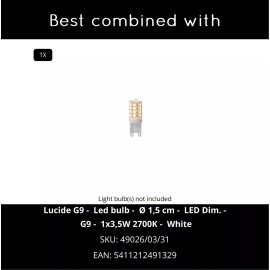 DEVI sienas lampa 1 x 42 W G9 balta (Lucide)