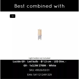 DEVI sienas lampa 1 x 42 W G9 balta (Lucide)