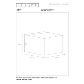 DEVI sienas lampa 1 x 42 W G9 balta (Lucide)
