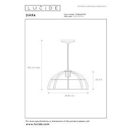 DIKRA piekaramā lampa Ø40 cm 1xE27 melna (Lucide)