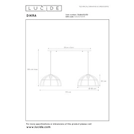 Piekarama lampa DIKRA 2xE27 60W melna (Lucide)