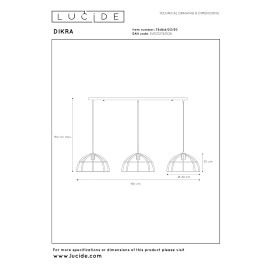 Piekarama lampa DIKRA Ø40 cm 3xE27 60W melna (Lucide)
