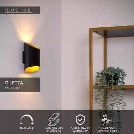 DILETTA sienas lampa 1 x 40 W G9 melna (Lucide)