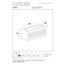 DIMO āra sienas lampa 1x18W E27 IP54 antracīta (Lucide)