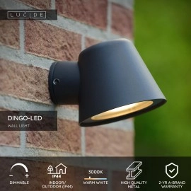 DINGO-LED āra sienas lampa LED GU10 1x5W antracīta (Lucide)