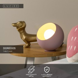 Galda lampa DOREDOS Ø20 cm 1xE27 25W rozā (Lucide)