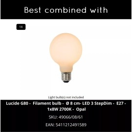 Galda lampa DOREDOS Ø20 cm 1xE27 25W pastelzila (Lucide)