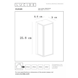 DUKAN āra sienas lampa 1xE27 melna (Lucide)