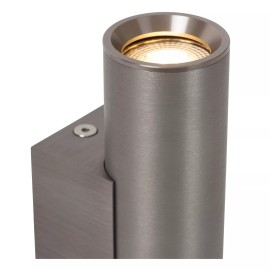 DUPLA sienas spotlampa 6,2 cm x 4 cm x 18 cm GU10 (MR11) 2x3.8W pelēka dzelzs (Lucide)