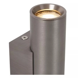 DUPLA sienas spotlampa 6,2 cm x 4 cm x 18 cm GU10 (MR11) 2x3.8W pelēka dzelzs (Lucide)