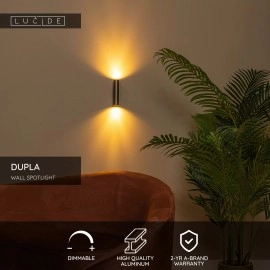 DUPLA sienas spotlampa 6,2 cm x 4 cm x 18 cm GU10 (MR11) 2x3.8W kafijas brūna (Lucide)