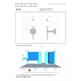 ELDA vannas istabas sienas lampa 1x33W G9 IP44 melna (Lucide)