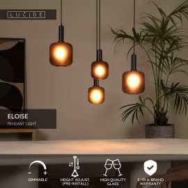 ELOISE piekaramā lampa 4x40W E27 melna (Lucide)