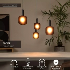 ELOISE piekaramā lampa 4x40W E27 melna (Lucide)