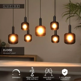 ELOISE piekaramā lampa 7x40W E27 melna (Lucide)