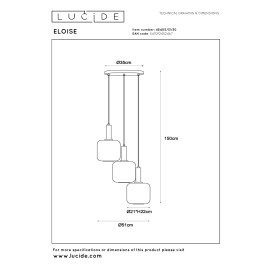 ELOISE piekaramā lampa 3x40W E27 melna (Lucide)