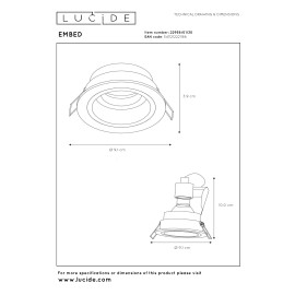 EMBED iebūvējamais prožektors 1xGU10 melna (Lucide)