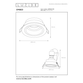 EMBED iebūvējamais prožektors 1xGU10 melna (Lucide)