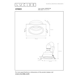 EMBED iebūvējamais prožektors 1xGU10 melna (Lucide)