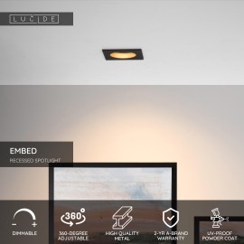 EMBED iebūvējamais prožektors 1xGU10 melna (Lucide)