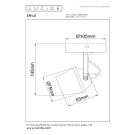 EMILE griestu prožektors Ø10,5 cm 1xGU10 matēta zelta / misiņa tonī (Lucide)