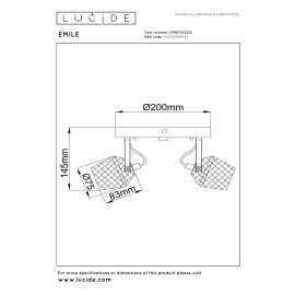 EMILE griestu prožektors Ø20 cm 2xGU10 matēta zelta / misiņa tonī (Lucide)