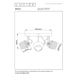 EMILE griestu prožektors Ø23 cm 3xGU10 matēta zelta / misiņa tonī (Lucide)