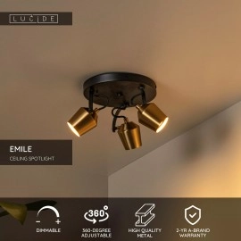 EMILE griestu prožektors Ø23 cm 3xGU10 matēta zelta / misiņa tonī (Lucide)