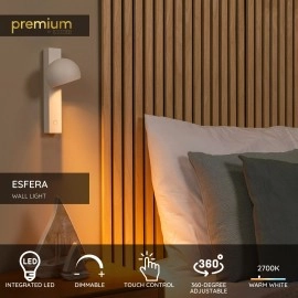 ESFERA sienas lampa LED dimmējama 9W 2700K balta (Lucide)