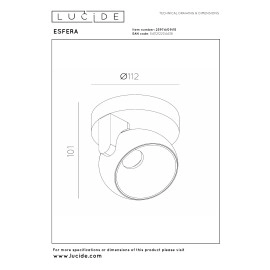 ESFERA griestu prožektors LED dimmējams 11W 2700K pelēkā dzelzs tonī (Lucide)