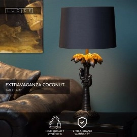 EXTRAVAGANZA COCONUT galda lampa Ø30.5 cm 1 x 60 W E27 melna (Lucide)