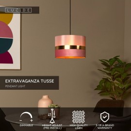 EXTRAVAGANZA TUSSE piekaramā lampa E27 rozā (Lucide)
