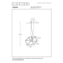 FABIAN Piekaramā lampa 1x40W E27 melna (Lucide)