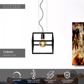 FABIAN Piekaramā lampa 1x40W E27 melna (Lucide)