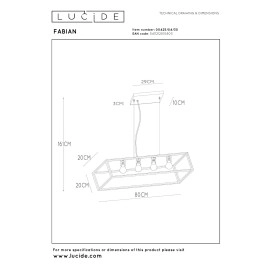 FABIAN Piekaramā lampa 4x40W E27 melna (Lucide)
