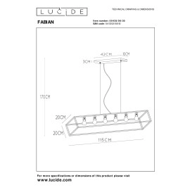 FABIAN Piekaramā lampa 6x40W E27 melna (Lucide)