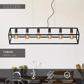 FABIAN Piekaramā lampa 6x40W E27 melna (Lucide)