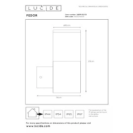 FEDOR āra sienas lampa 1×40W E27 melna (Lucide)