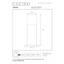 FEDOR āra stabiņš 1×40W E27 melna (Lucide)