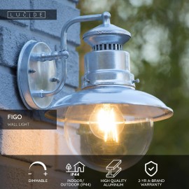 FIGO āra sienas lampa 1x60W E27 IP44 cinka (Lucide)